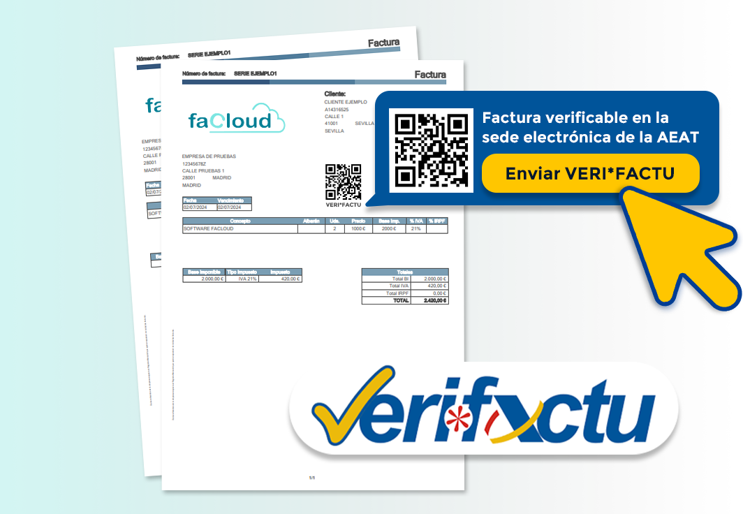 Facturas con verifactu software facloud